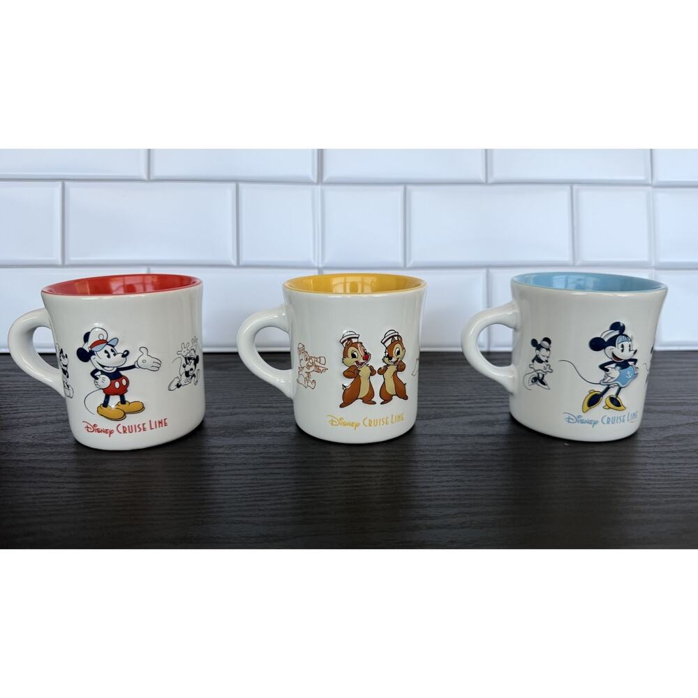 Disney Cruise Line 8oz Diner Mug Set - Mickey, Minnie, & Chip ‘n Dale NEW - Picture 5 of 10